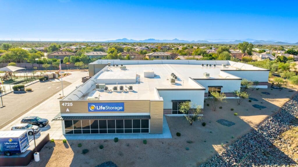 Tatum and Dynamite Self Storage Aerial Photo of Exterior Building with Windows and Brick