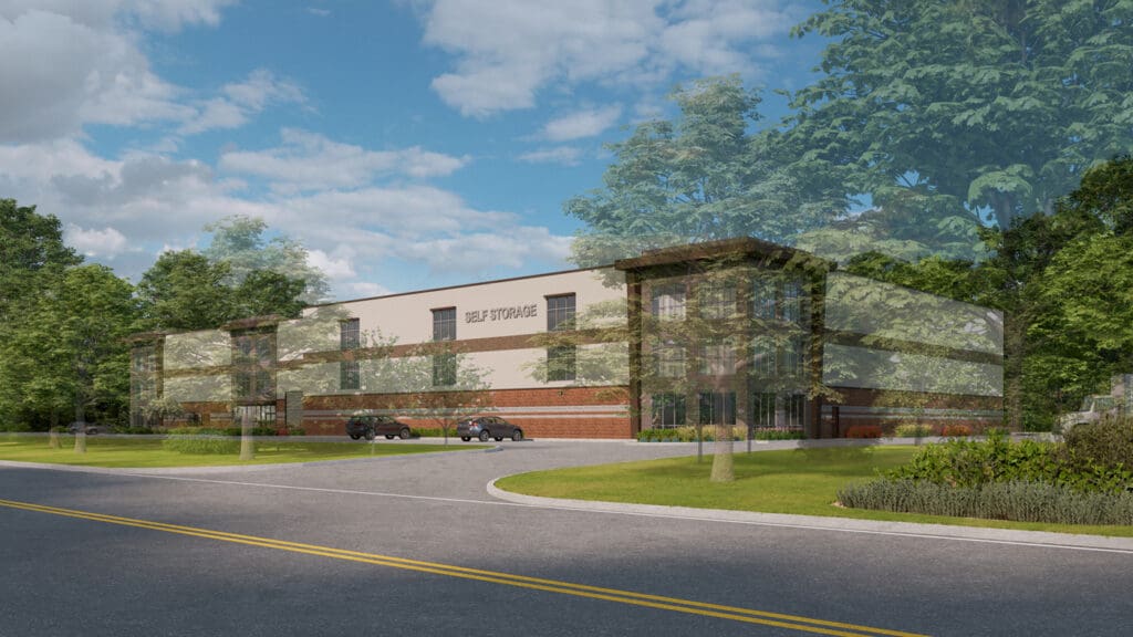 Hopewell Township Self Storage Rendering of Building Exterior with brick accents