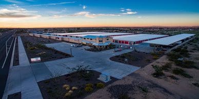 Hunt Highway Self Storage Aerial Photo at sunset