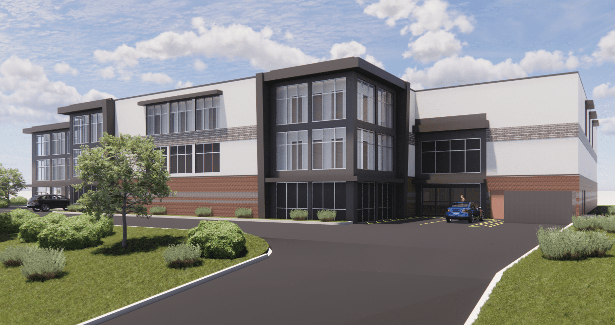 Rendering of Lafayette Self Storage Front View
