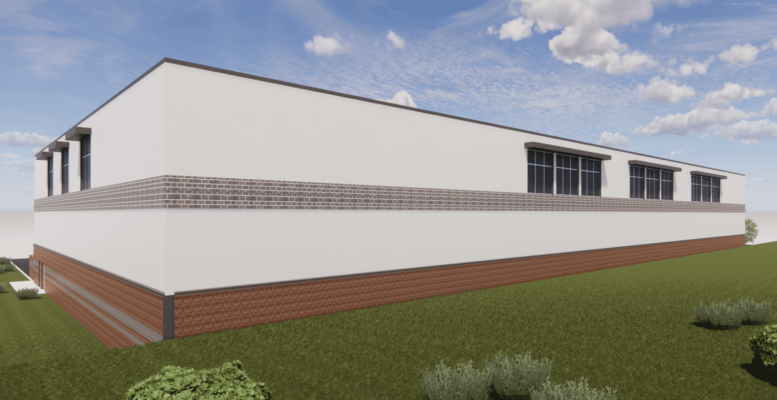 Rendering of the rear building of Lafayette Storage