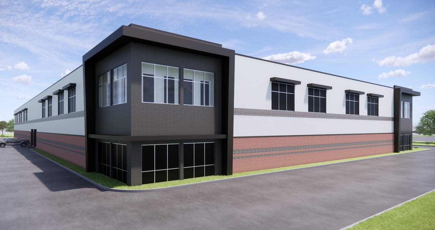 Middleton Self Storage rendering of proposed multi-level building with brick accents