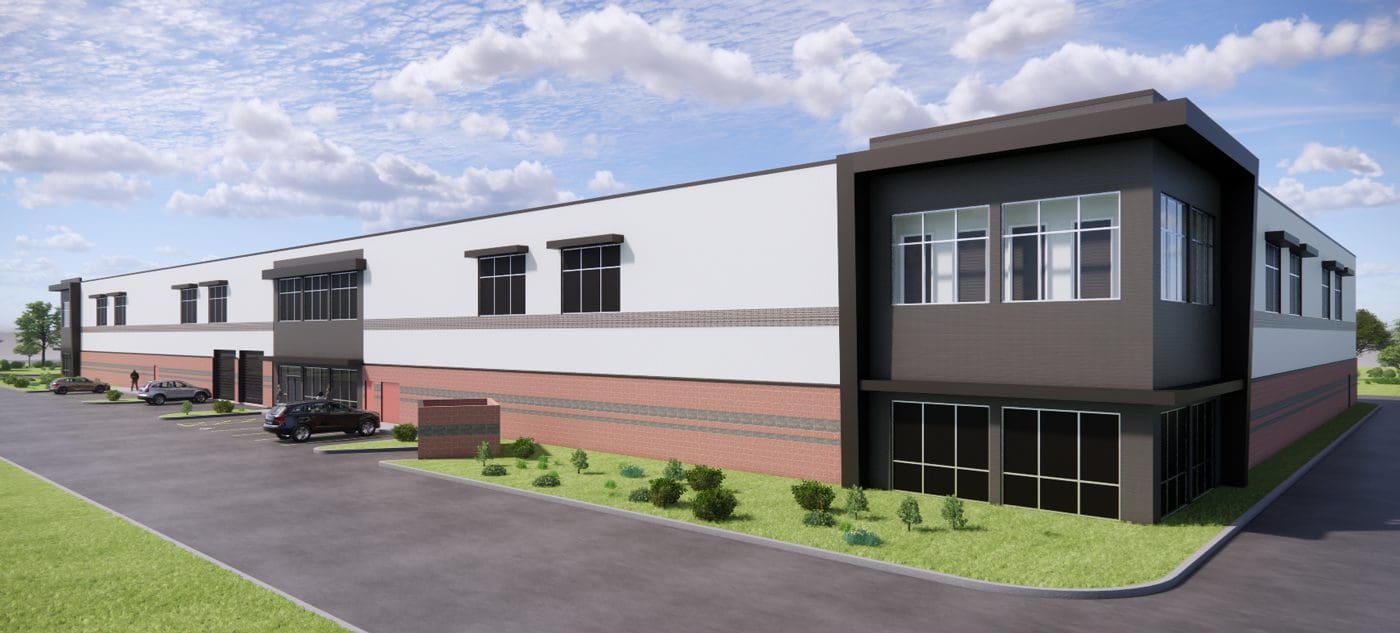 Middleton Self Storage rendering of proposed multi-level building with brick accents