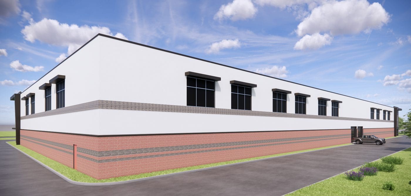 Middleton Self Storage rendering of proposed multi-level building with brick accents