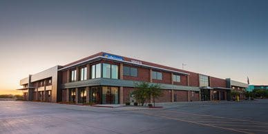 Raintree Self Storage Building Exterior with brick and windows