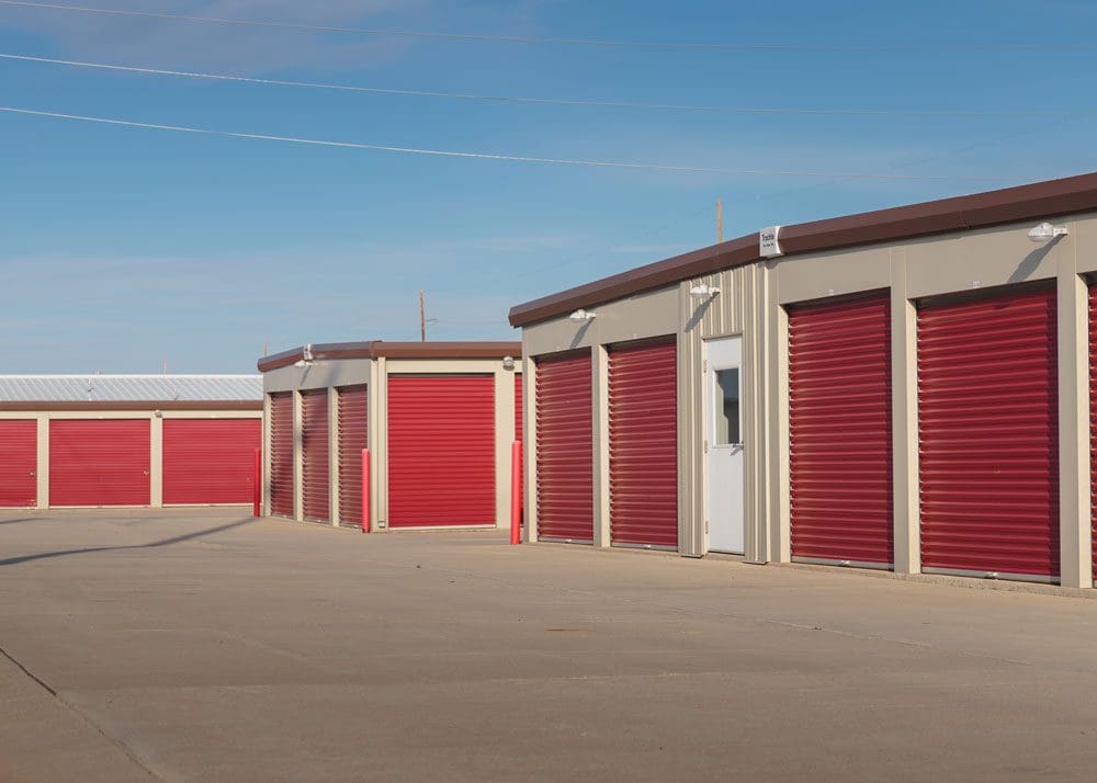 Daytime photo of storage units at Storage 85 in Watford City ND