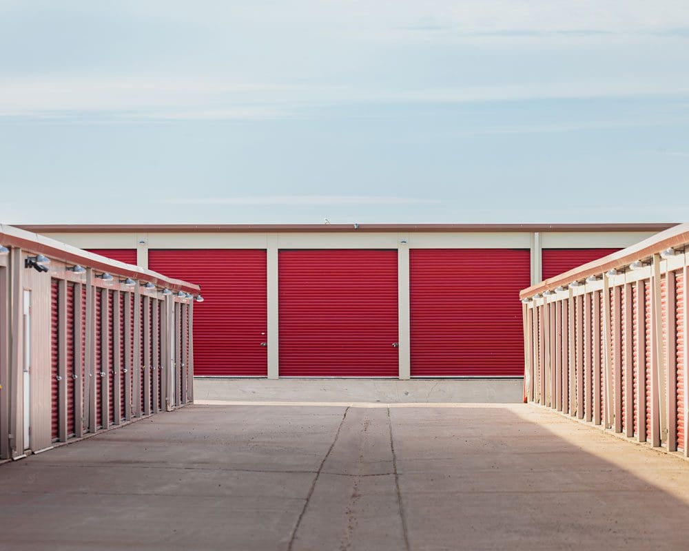 Daytime photo of storage units at Storage 85 in Watford City ND
