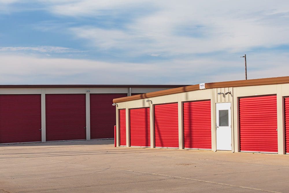 Daytime photo of storage units at Storage 85 in Watford City ND