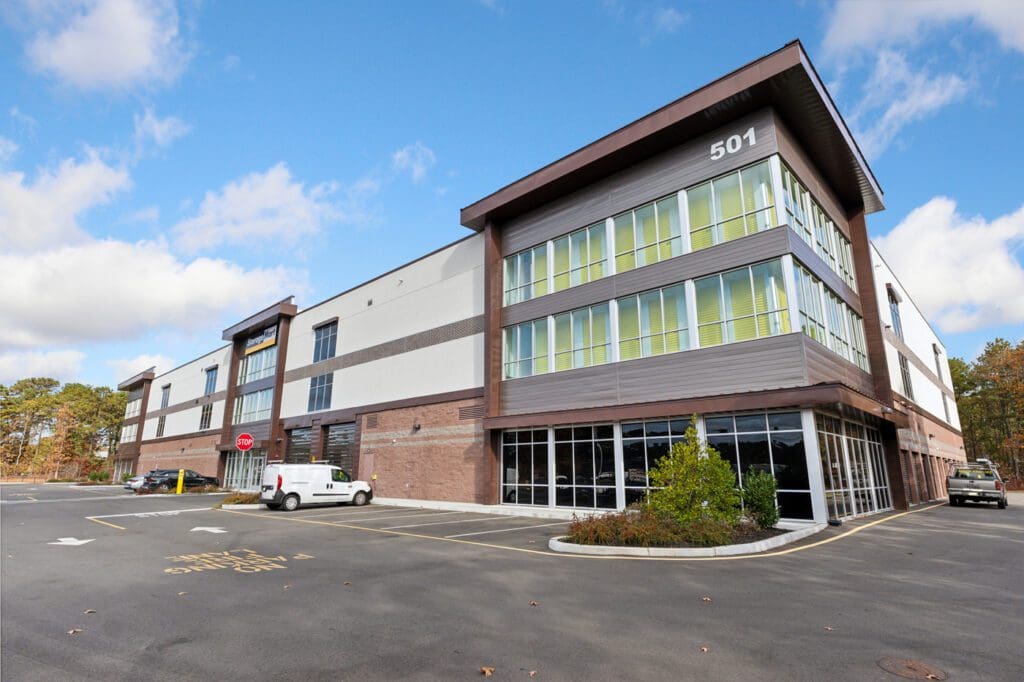 Toms River Self Storage multi-level building with brick accents and windows