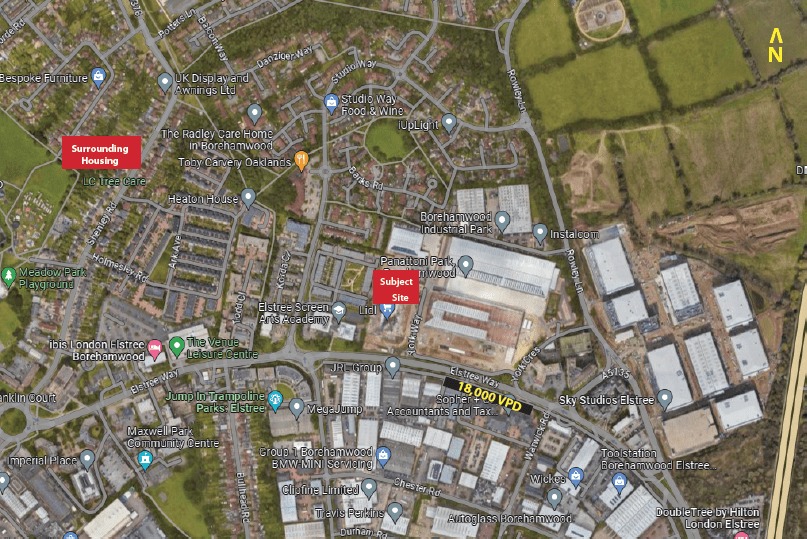 Map showing surrounding housing and subject site.