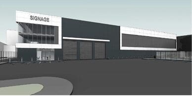 Artist rendering of a multi-level self storage building with modern exterior