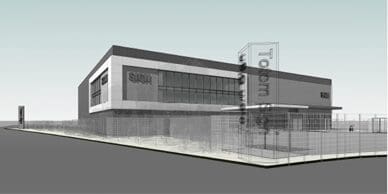 Rendering of a multi-level self storage building with modern architecture