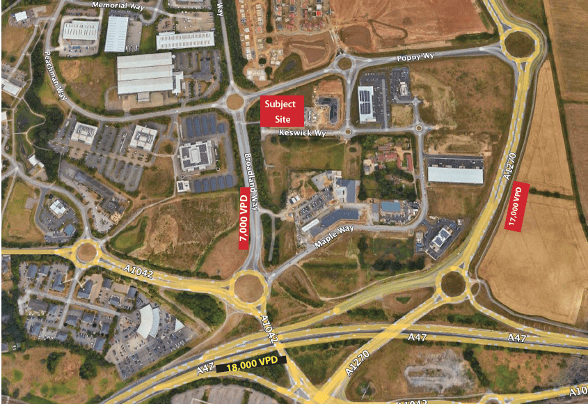 Aerial map of the Norwich area