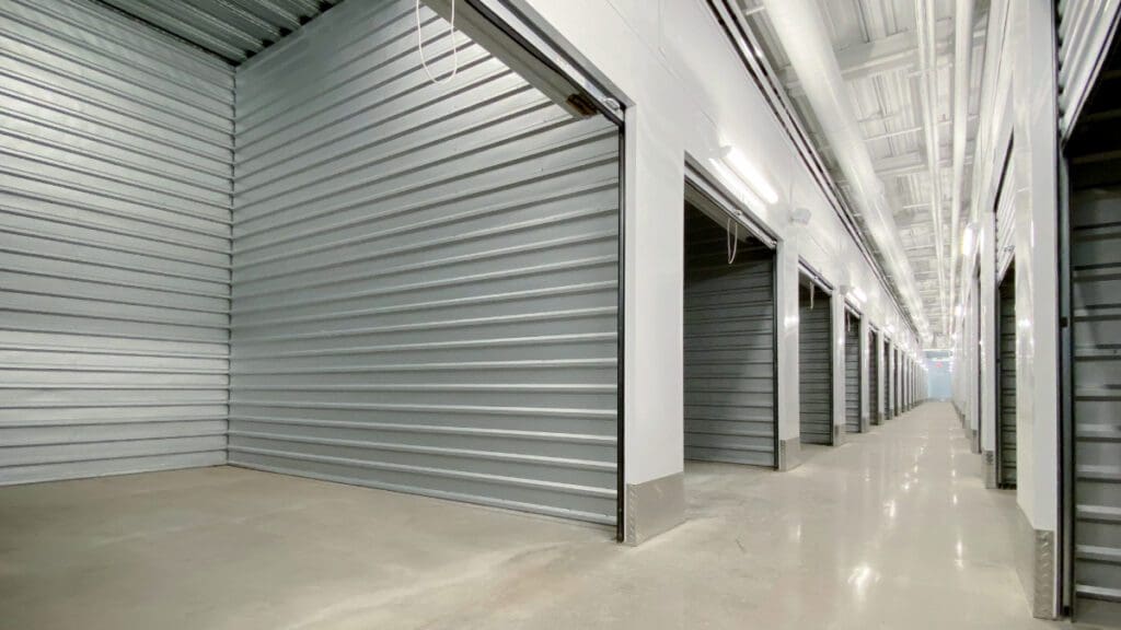 Row of storage units with shiny clean floors
