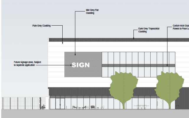 Artist rendering of a multi-level storage building with windows