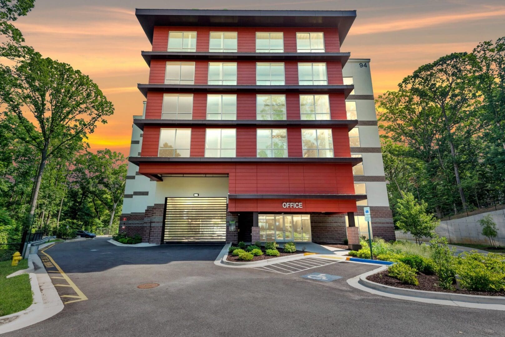 Multi-story storage building with windows and brick accents