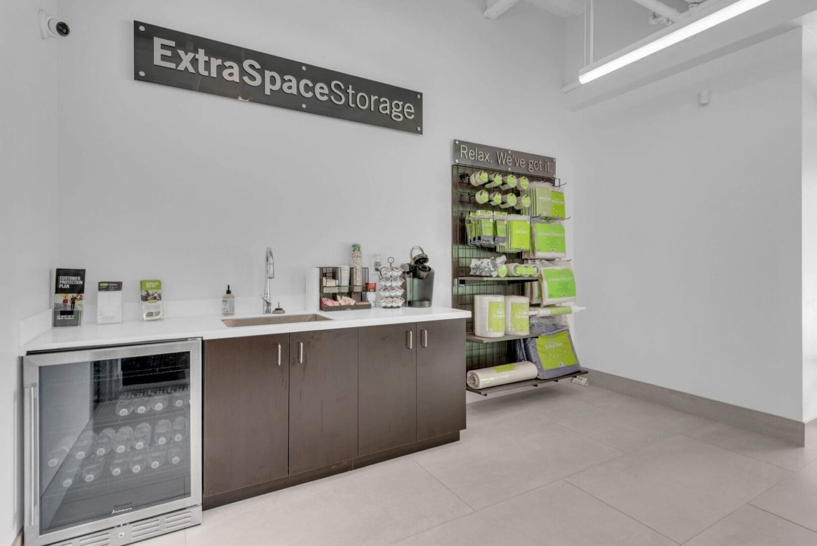 Modern storage office with moving supplies