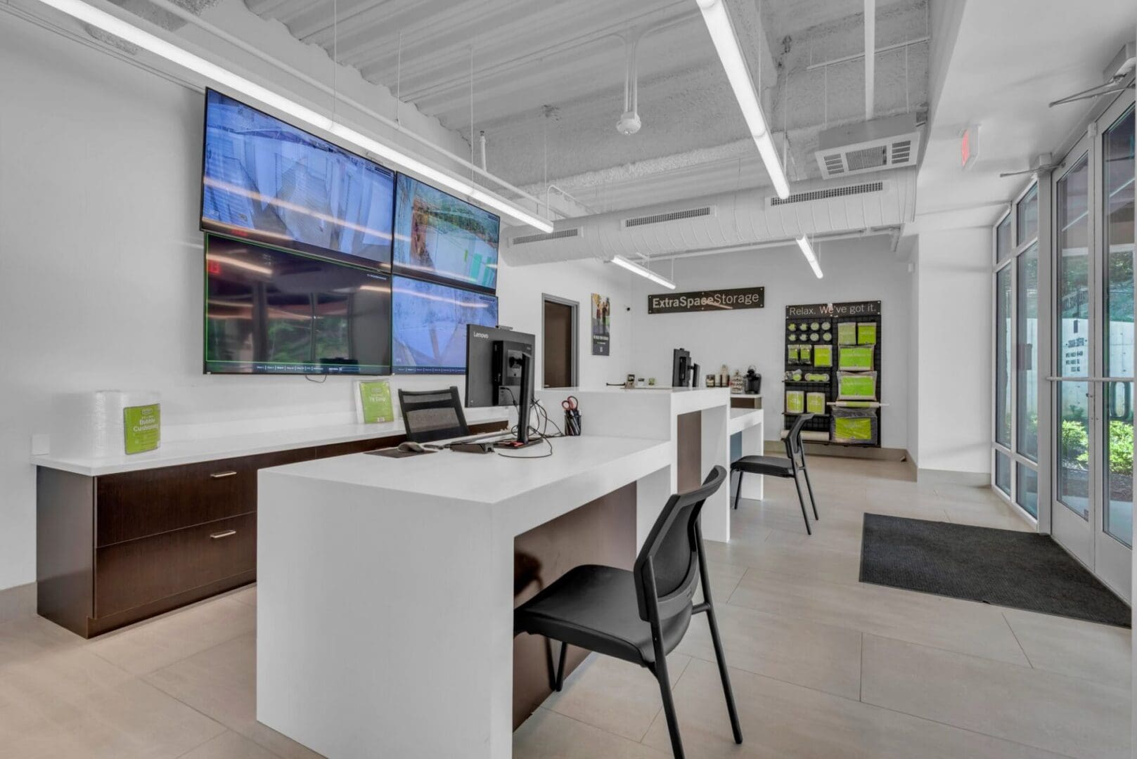 Modern storage office with security videos