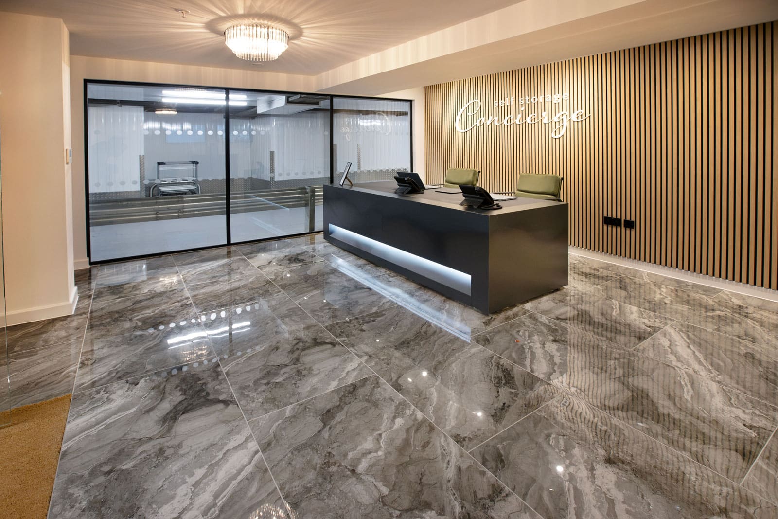 Luxury storage office with Chandelier