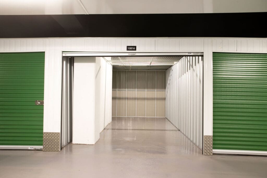 large storage unit with polished floor
