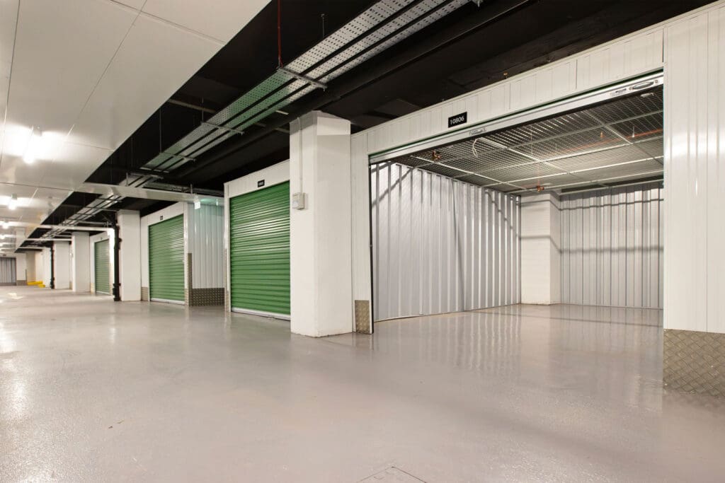 Image of an open clean storage unit