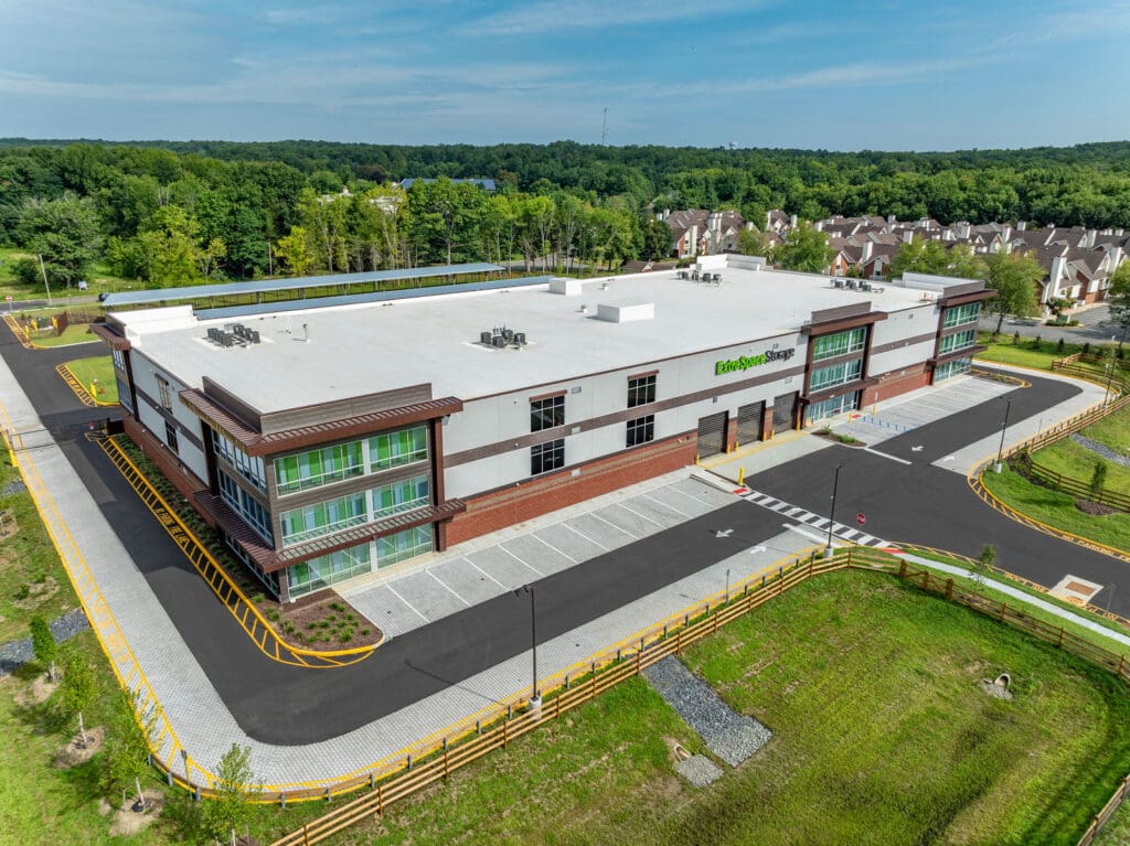Aerial view of a multi-level storage facility