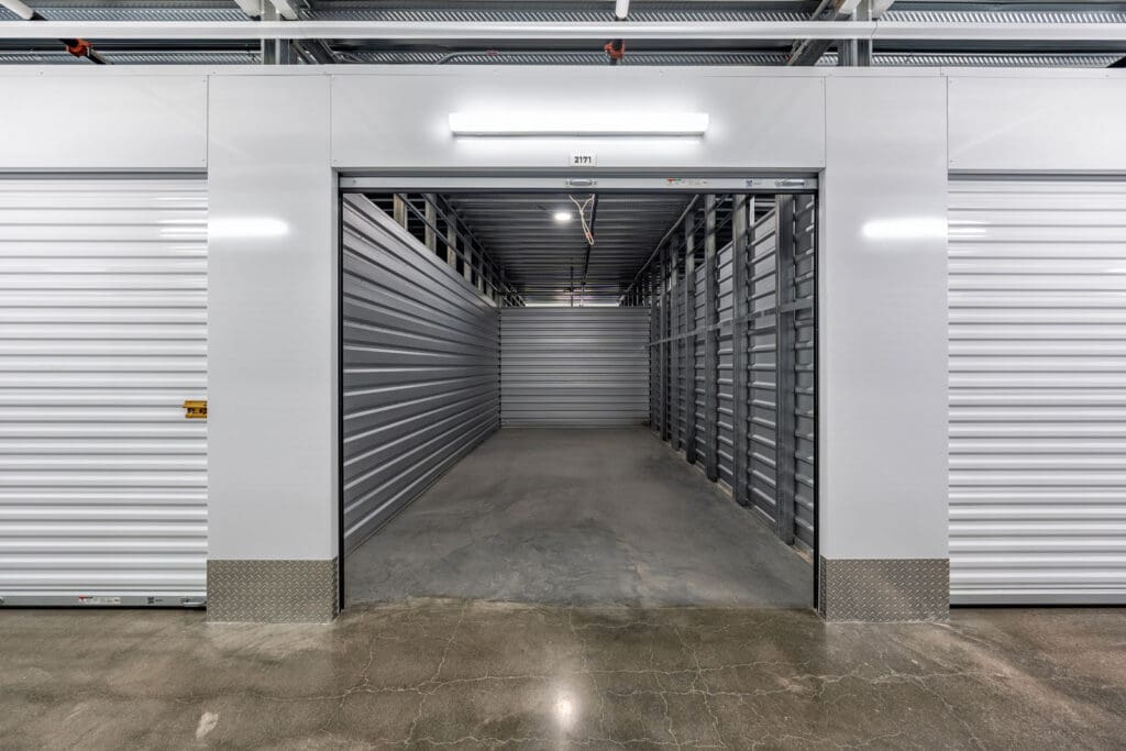 Interior of a storage unit with clean floor